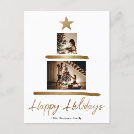 Moderne Gold Star Weihnachtsfamilien - Fotos Feiertagspostkarte