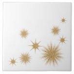Moderne Gold Sternexplosion Keramik Tile Fliese<br><div class="desc">Moderne Keramik-Fliesen mit stilvollem Gold-Sternexplosion-Design auf weißem Hintergrund. Einfaches,  sauberes modernes Design.</div>