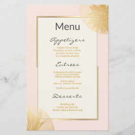 Moderne Gold Succulents Wedding Menu auf Blush