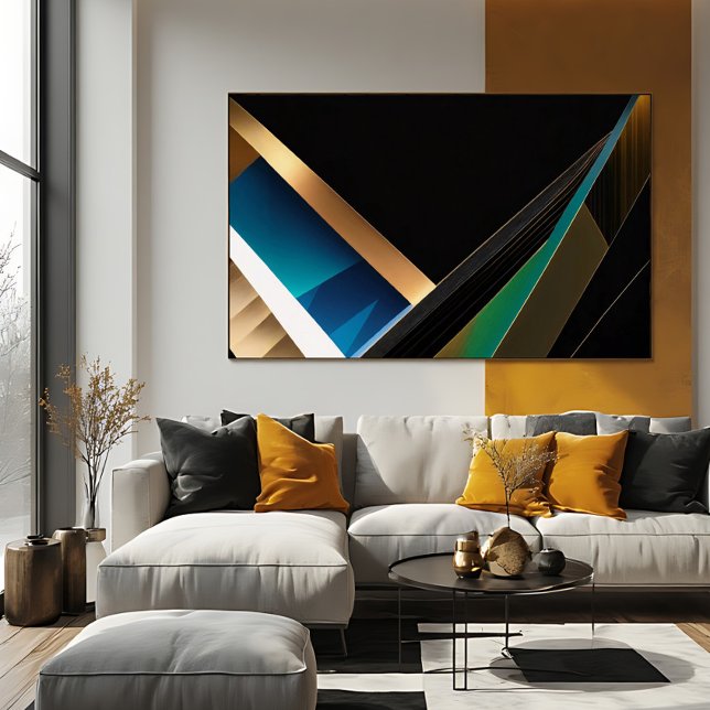 Moderne Gold-Teal-Abstrakte 3D-Geometrie Poster (Von Creator hochgeladen)