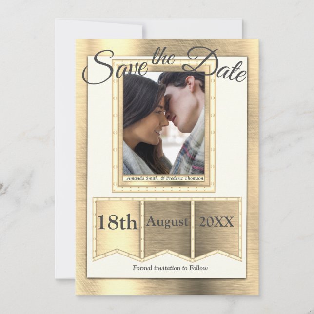 Moderne Gold Textur Save The Date (Vorderseite)