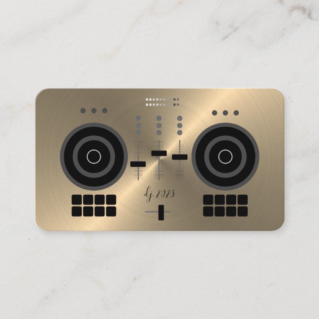 Moderne Gold-Tone 2023 DJ Business Card Visitenkarte (Vorderseite)