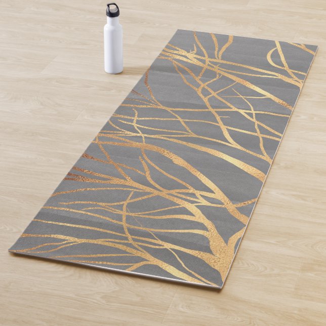 Moderne Gold Tree Silhouette Minimales Graudesign Yogamatte (Beispiel)