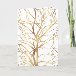 Moderne Gold Tree Silhouette Minimales Weißdesign Feiertagskarte