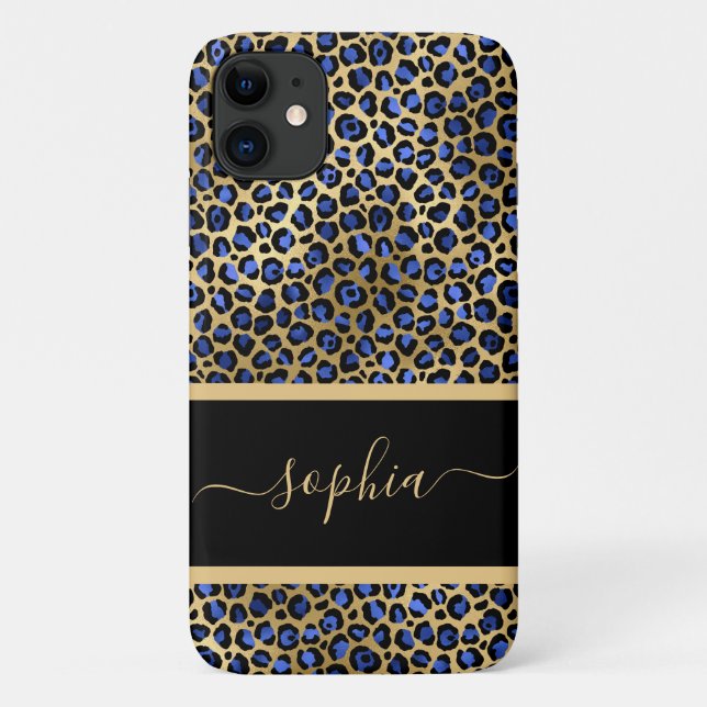 Moderne Gold- und Black Leopard-Printmedien Person Case-Mate iPhone Hülle (Rückseite)