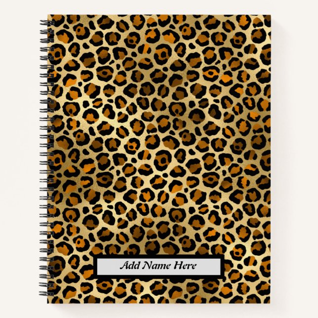 Moderne Gold- und Black Leopard-Printwerbung indiv Notizbuch (Vorderseite)