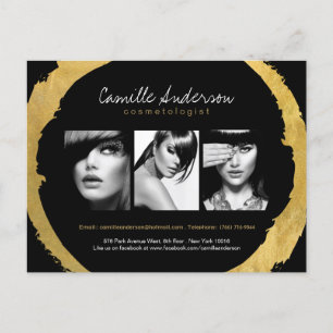 Moderne Gold- und Black Makeup Artistry Comp Card Postkarte