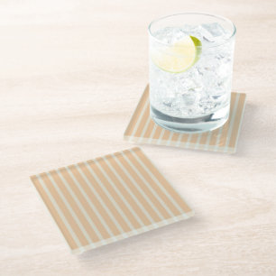 Moderne gold- und cremefarbene Streifen Glasuntersetzer