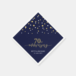 Moderne Gold- und Marineblaue 70. Jubiläumsfeier Serviette