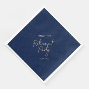 Moderne Gold- und Marineblaue Ruhestandsfeier Serviette