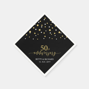 Moderne Gold- und schwarze 50-Jahres-Jubiläums-Par Serviette