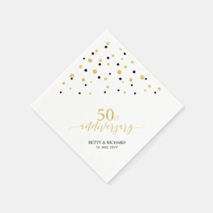 Moderne Gold- und Schwarze 50-Jahres-Jubiläumsfeie Serviette