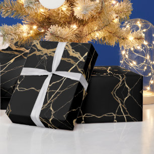 Moderne Gold- und schwarze Marmor-Luxusminimaliste Geschenkpapier
