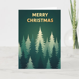Moderne Gold- und Waldweihnachtskarte Karte