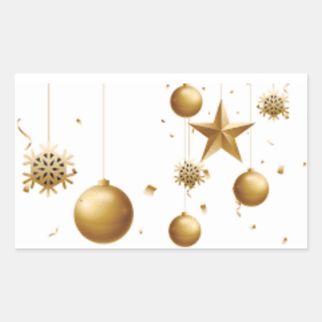 **MODERNE GOLD- UND WEISSDEKOR** CHRISTMAS RECHTECKIGER AUFKLEBER (Vorderseite)