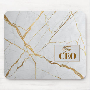 Moderne Gold- und Weißmarmor-Luxus minimalistisch  Mousepad