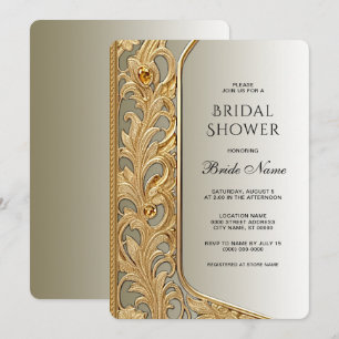 Moderne Gold Verziert Bridal Dusche Einladung