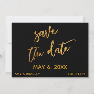 Moderne Gold Waves und Handwriting Black Save The Date