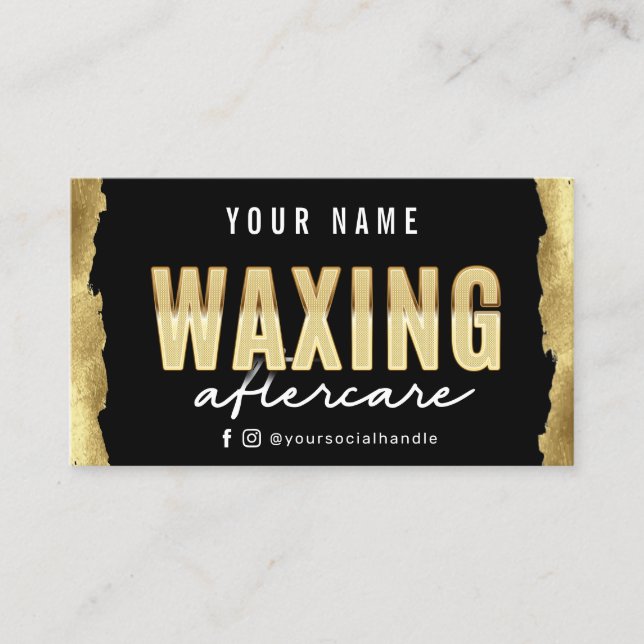 Moderne Gold Waxing Aftercare Card Visitenkarte (Vorderseite)
