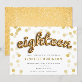 Moderne Goldballons Glitzer 18. Geburtstag Einladung