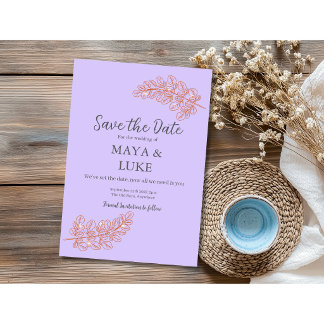 Moderne Goldblättchen Violett Save The Date