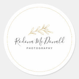 Moderne goldblättrige Pflanzen Beruflich Runder Aufkleber