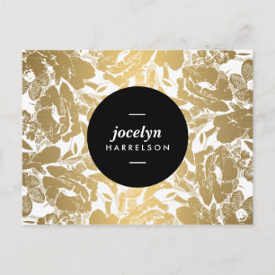 Moderne Goldblumen Schwarze Kreis Postkarte