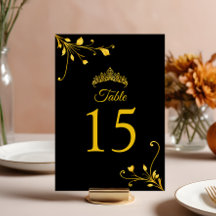 Moderne Golden Black Minimalistische Tischnummer