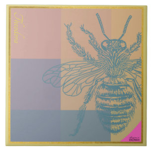 Moderne Golden Blue Bee Fliese