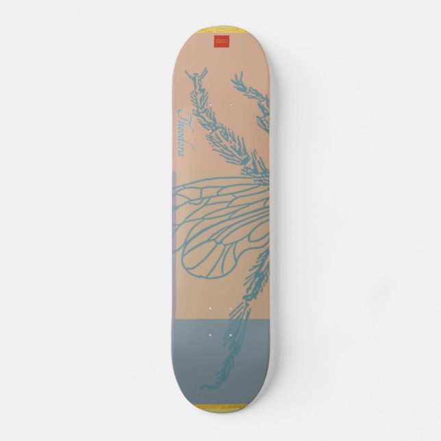 Moderne Golden Blue Bee Skateboard (Vorderseite)