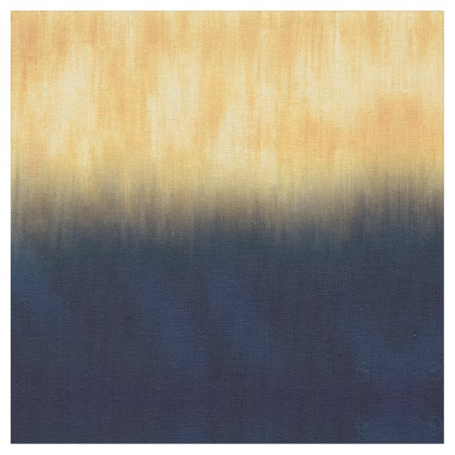 Moderne Golden Blue Pinselstriche Stoff (Nahaufnahme)