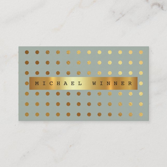 Moderne Golden Dots Mint Pastel Vip Golden Foil Visitenkarte (Vorderseite)