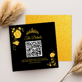 Moderne Golden Minimalistisch Quinceñera QR UAWG Begleitkarte