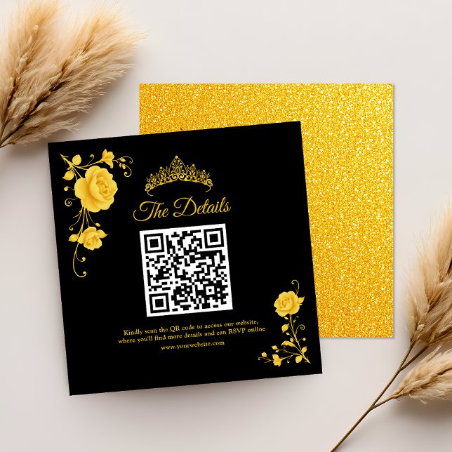 Moderne Golden Minimalistisch Quinceñera QR UAWG Begleitkarte (Von Creator hochgeladen)