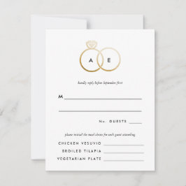 Moderne Golden Rings Wedding RSVP Antwortkarte