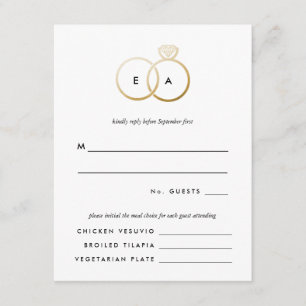 Moderne Golden Rings Wedding RSVP Antwortkarte