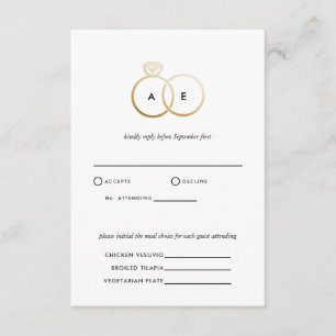 Moderne Golden Rings Wedding RSVP Antwortkarte Begleitkarte