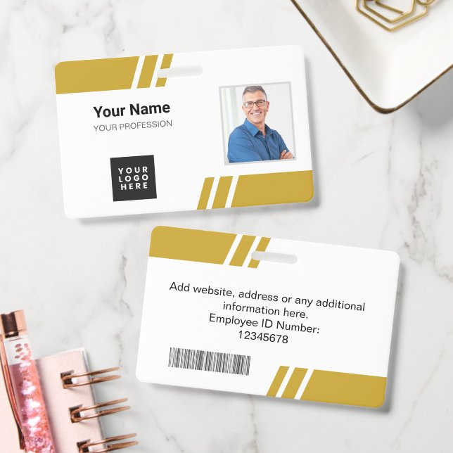 Moderne Goldene Benutzer-ID-Marke Ausweis (Büro)