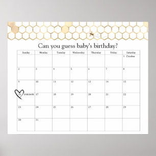 Moderne goldene Bienendusche mit Fälligkeitsdatum  Poster