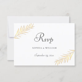Moderne goldene Blätter Alle Jahreszeiten Hochzeit RSVP Karte