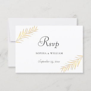 Moderne goldene Blätter Alle Jahreszeiten Hochzeit RSVP Karte