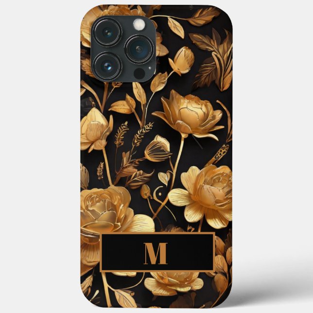 Moderne goldene Blume Erstklassigkeit Case-Mate iPhone Hülle (Rückseite)