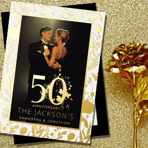Moderne goldene Blumen Hochzeit 50. Hochzeitstag Folieneinladung