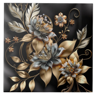Moderne goldene Blumen-Keramikfliese Fliese