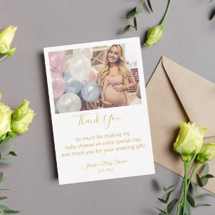 moderne goldene chic Dankeschön Babyshower-Foto Mitteilungskarte