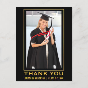 Moderne Goldene Dankeskarte zum Abschlussfoto Postkarte