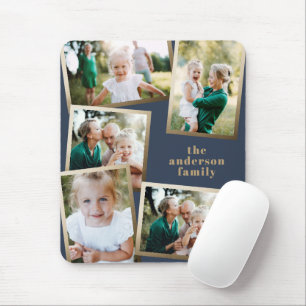 Moderne goldene Familienferienkarte mit mehreren F Mousepad