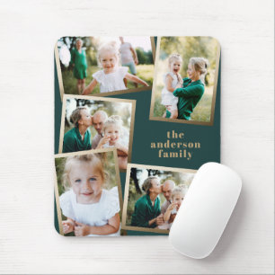 Moderne goldene Familienferienkarte mit mehreren F Mousepad