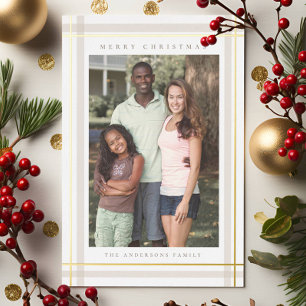 Moderne goldene Familienfoto-Weihnachtskarte Folien Feiertagskarte
