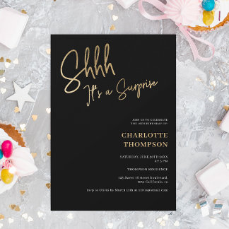 Moderne goldene Foto Überraschung Sweet 16 Einladung